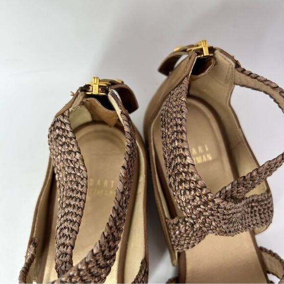 Stuart Weitzman Womans Bounceraf Braided Sandals 7 shoes brown strappy flats - Picture 11 of 14